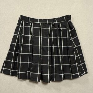 Hot Topic Plaid Black White Pleated Mini Punk Grunge Emo Goth Skirt Women M